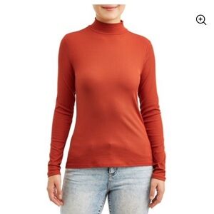 Juniors' Mockneck Long Sleeve Shirt. Size XS , color : spiced cider